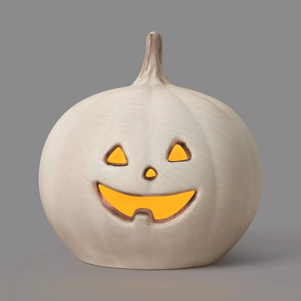 9.75" Classic Lit Pumpkin Jack O' Lantern Off-White, Hyde & EEK Target Halloween